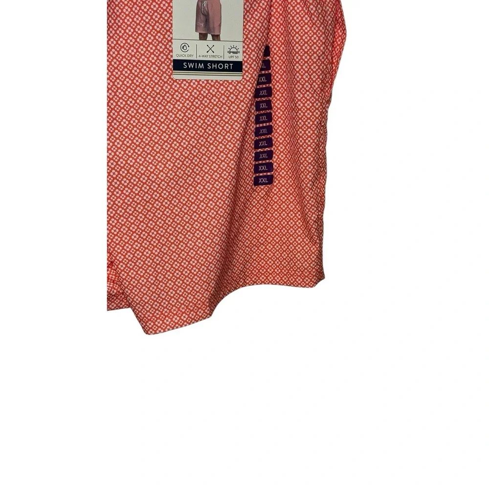 Elysian Men's Swim Shorts Floral‎ Drawstring Lined Beach Orange White Sz.XXL NWT
